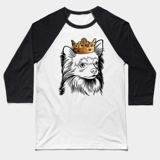 Longhaired Chihuahua Dog King Queen Wearing Crown Baseball T-Shirt